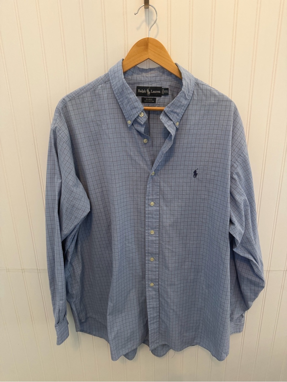 Ralph Lauren Men’s Blue Windowpane Button-Down Shirt